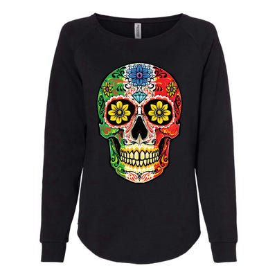 Dia De Muertos Cinco De Mayo Sugar Skull Mexican Flag Womens California Wash Sweatshirt