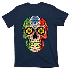 Dia De Muertos Cinco De Mayo Sugar Skull Mexican Flag T-Shirt