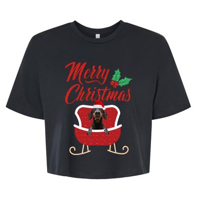 Dachshund Dog Merry Christmas Design For The Holiday Season! Bella+Canvas Jersey Crop Tee