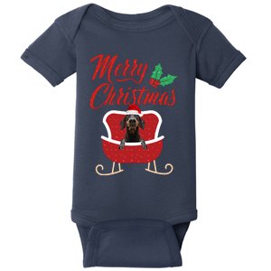 Dachshund Dog Merry Christmas Design For The Holiday Season! Baby Bodysuit