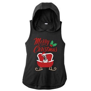 Dalmatian Dog Merry Christmas Design For The Holiday Season! Ladies PosiCharge Tri-Blend Wicking Draft Hoodie Tank