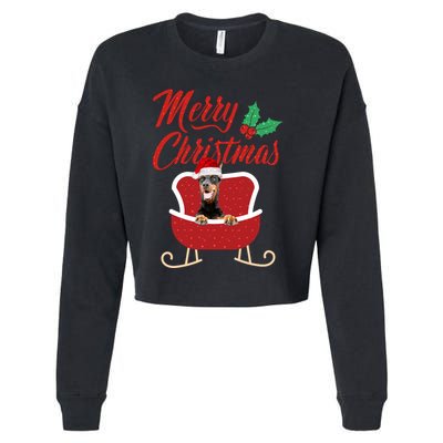 Dobermann Dog Merry Christmas Design For The Holiday Season! Cropped Pullover Crew
