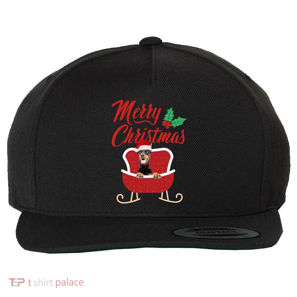 Dobermann Dog Merry Christmas Design For The Holiday Season! Wool Snapback Cap
