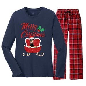 Dobermann Dog Merry Christmas Design For The Holiday Season! Women's Long Sleeve Flannel Pajama Set 