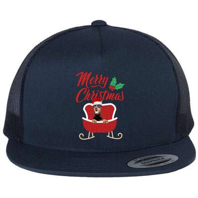 Dobermann Dog Merry Christmas Design For The Holiday Season! Flatbill Hat