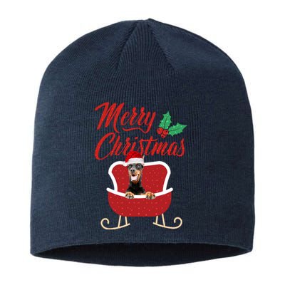 Dobermann Dog Merry Christmas Design For The Holiday Season! Sustainable Beanie