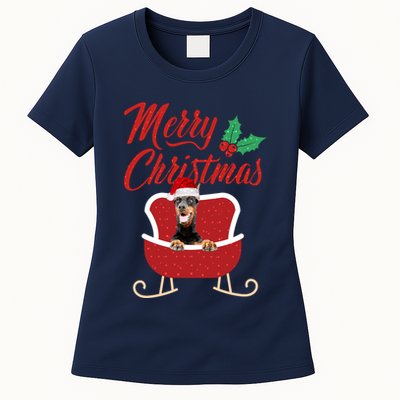 Dobermann Dog Merry Christmas Design For The Holiday Season! Womens T-Shirt
