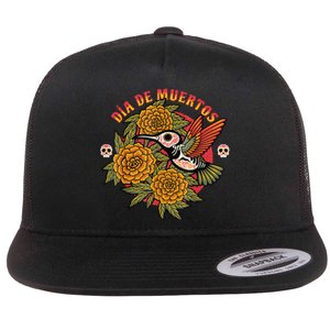 Dia De Muertos Hummingbird Flat Bill Trucker Hat