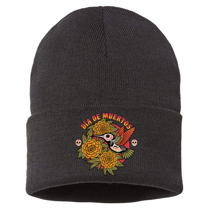 Dia De Muertos Hummingbird Sustainable Knit Beanie