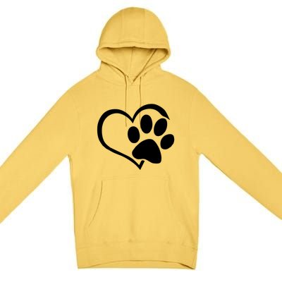 Dog Dad Mom Puppy Love Dogs Paw Print Heart Premium Pullover Hoodie