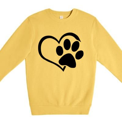 Dog Dad Mom Puppy Love Dogs Paw Print Heart Premium Crewneck Sweatshirt