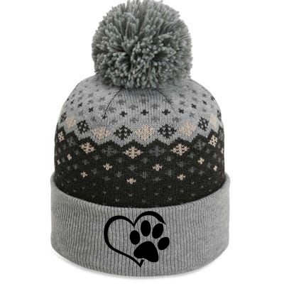 Dog Dad Mom Puppy Love Dogs Paw Print Heart The Baniff Cuffed Pom Beanie