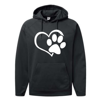 Dog Dad Mom Puppy Love Dogs Paw Print Heart Performance Fleece Hoodie