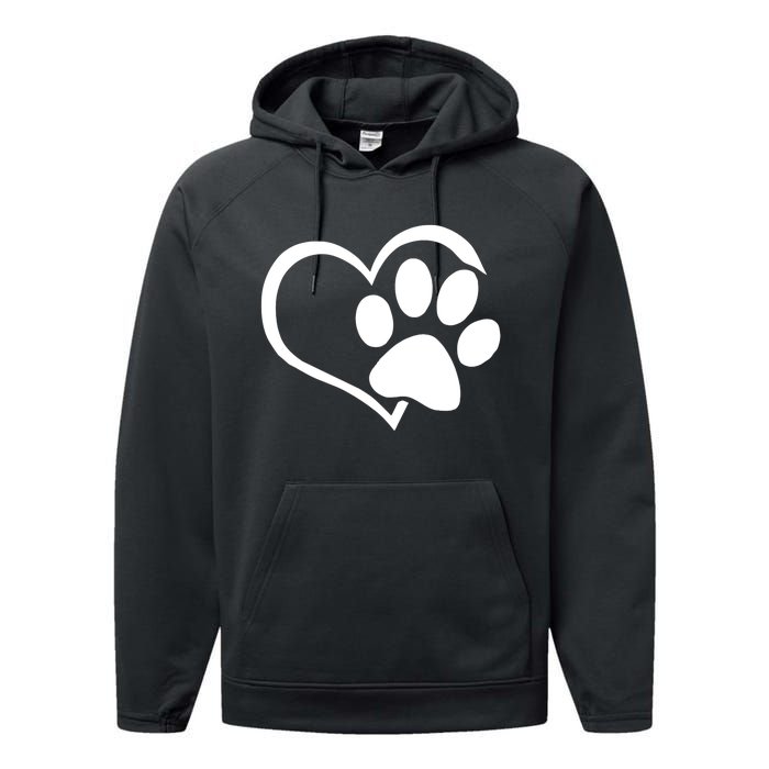 Dog Dad Mom Puppy Love Dogs Paw Print Heart Performance Fleece Hoodie