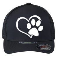 Dog Dad Mom Puppy Love Dogs Paw Print Heart Flexfit Unipanel Trucker Cap