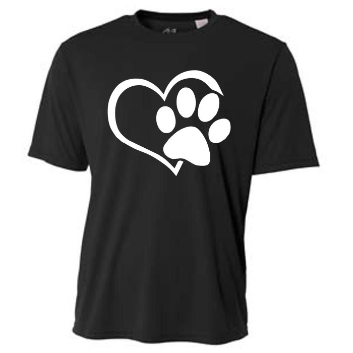 Dog Dad Mom Puppy Love Dogs Paw Print Heart Cooling Performance Crew T-Shirt