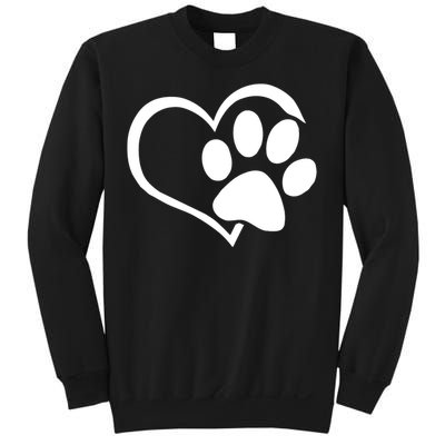 Dog Dad Mom Puppy Love Dogs Paw Print Heart Sweatshirt