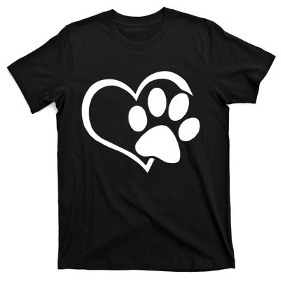 Dog Dad Mom Puppy Love Dogs Paw Print Heart T-Shirt