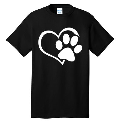 Dog Dad Mom Puppy Love Dogs Paw Print Heart Tall T-Shirt