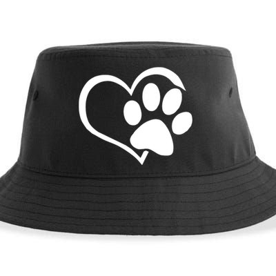 Dog Dad Mom Puppy Love Dogs Paw Print Heart Sustainable Bucket Hat