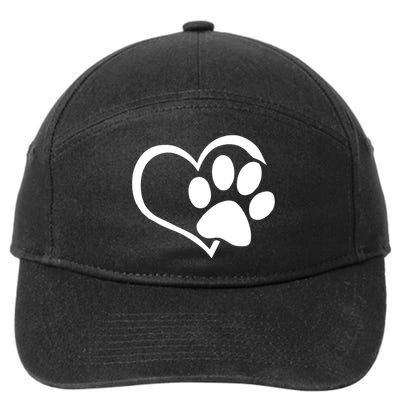 Dog Dad Mom Puppy Love Dogs Paw Print Heart 7-Panel Snapback Hat