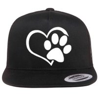 Dog Dad Mom Puppy Love Dogs Paw Print Heart Flat Bill Trucker Hat