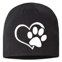 Dog Dad Mom Puppy Love Dogs Paw Print Heart Sustainable Beanie