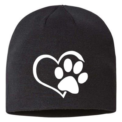 Dog Dad Mom Puppy Love Dogs Paw Print Heart Sustainable Beanie