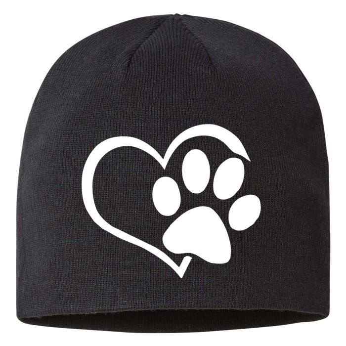 Dog Dad Mom Puppy Love Dogs Paw Print Heart Sustainable Beanie