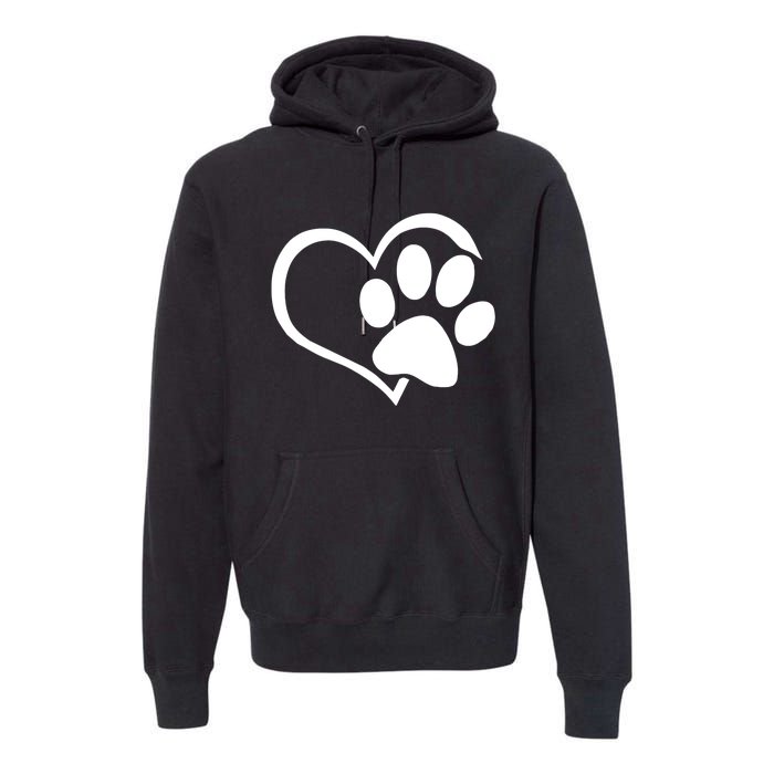 Dog Dad Mom Puppy Love Dogs Paw Print Heart Premium Hoodie