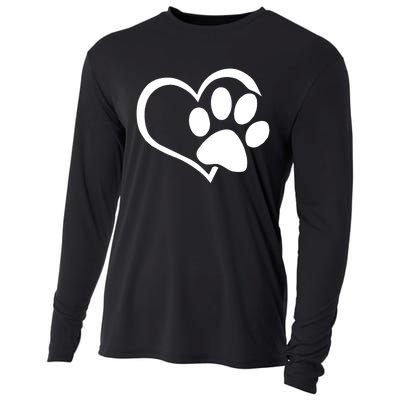 Dog Dad Mom Puppy Love Dogs Paw Print Heart Cooling Performance Long Sleeve Crew