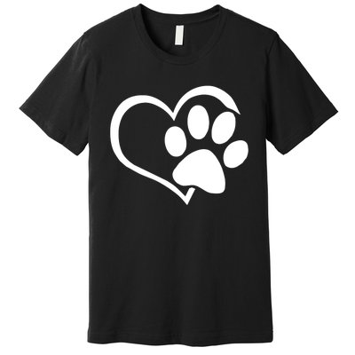 Dog Dad Mom Puppy Love Dogs Paw Print Heart Premium T-Shirt