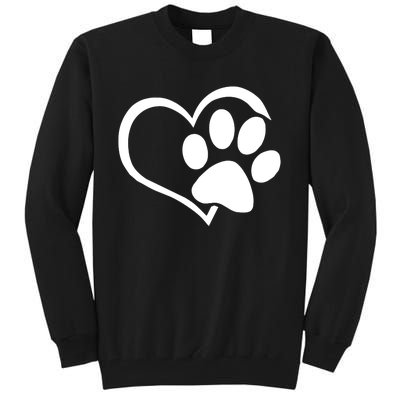 Dog Dad Mom Puppy Love Dogs Paw Print Heart Tall Sweatshirt