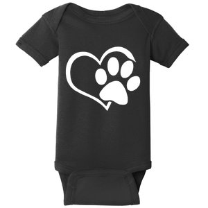 Dog Dad Mom Puppy Love Dogs Paw Print Heart Baby Bodysuit