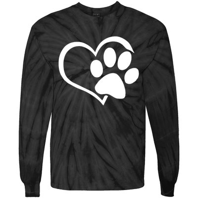 Dog Dad Mom Puppy Love Dogs Paw Print Heart Tie-Dye Long Sleeve Shirt