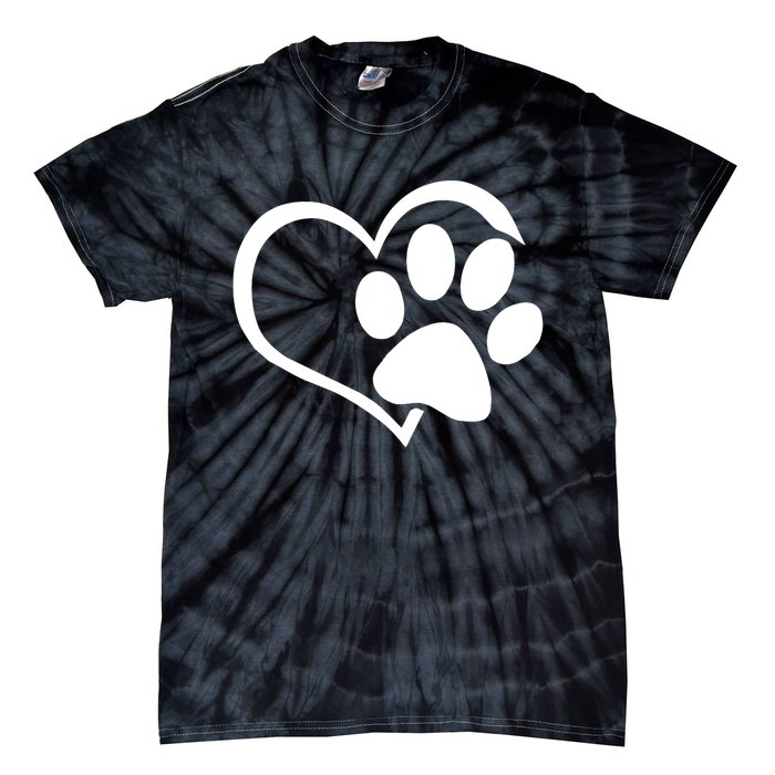 Dog Dad Mom Puppy Love Dogs Paw Print Heart Tie-Dye T-Shirt