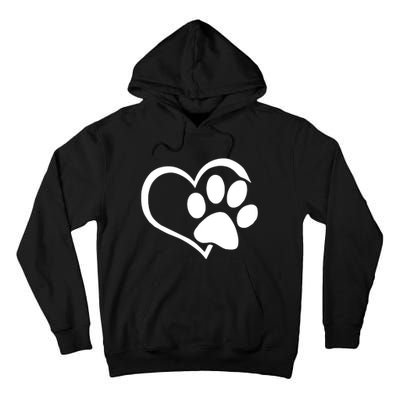 Dog Dad Mom Puppy Love Dogs Paw Print Heart Tall Hoodie