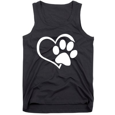 Dog Dad Mom Puppy Love Dogs Paw Print Heart Tank Top