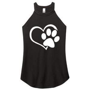 Dog Dad Mom Puppy Love Dogs Paw Print Heart Women’s Perfect Tri Rocker Tank