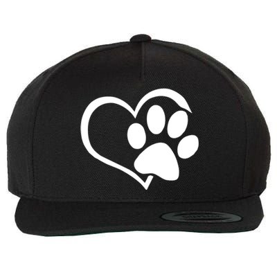 Dog Dad Mom Puppy Love Dogs Paw Print Heart Wool Snapback Cap