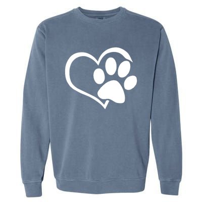 Dog Dad Mom Puppy Love Dogs Paw Print Heart Garment-Dyed Sweatshirt