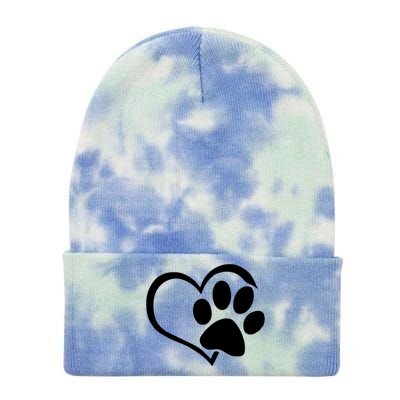 Dog Dad Mom Puppy Love Dogs Paw Print Heart Tie Dye 12in Knit Beanie