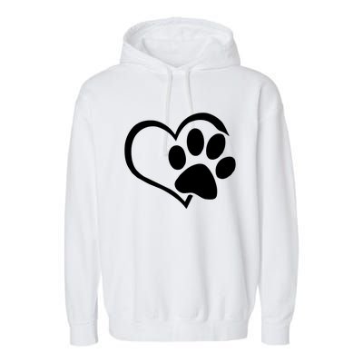 Dog Dad Mom Puppy Love Dogs Paw Print Heart Garment-Dyed Fleece Hoodie