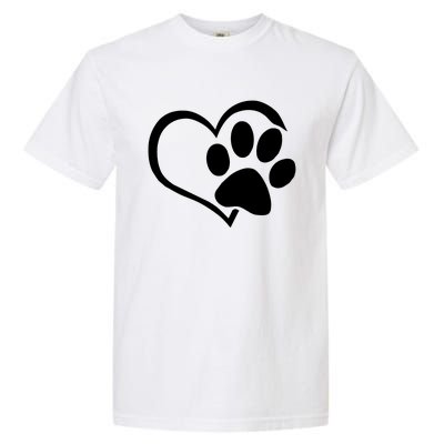 Dog Dad Mom Puppy Love Dogs Paw Print Heart Garment-Dyed Heavyweight T-Shirt