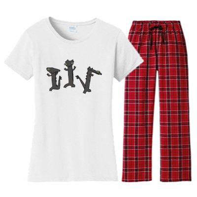 Dancing Dragon Meme Women's Flannel Pajama Set