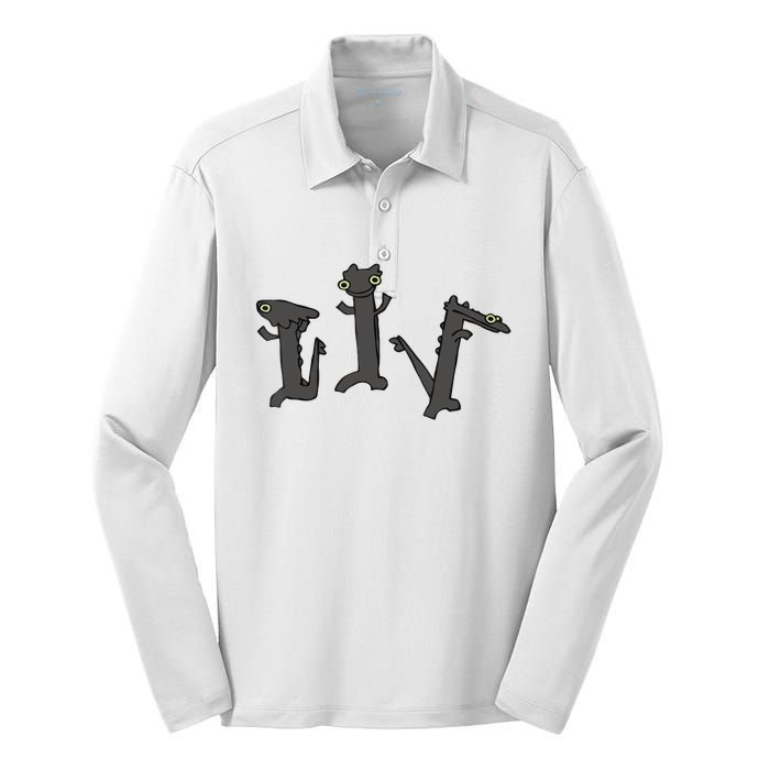 Dancing Dragon Meme Silk Touch Performance Long Sleeve Polo