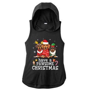 Dachshund Dogs Merry Mother Father Have A Pawsome Christmas Gift Ladies PosiCharge Tri-Blend Wicking Draft Hoodie Tank