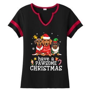 Dachshund Dogs Merry Mother Father Have A Pawsome Christmas Gift Ladies Halftime Notch Neck Tee