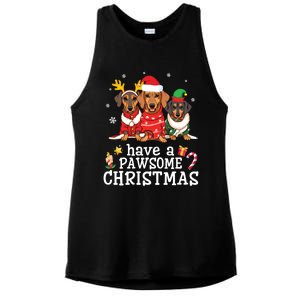 Dachshund Dogs Merry Mother Father Have A Pawsome Christmas Gift Ladies PosiCharge Tri-Blend Wicking Tank