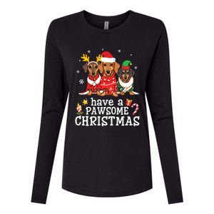 Dachshund Dogs Merry Mother Father Have A Pawsome Christmas Gift Womens Cotton Relaxed Long Sleeve T-Shirt